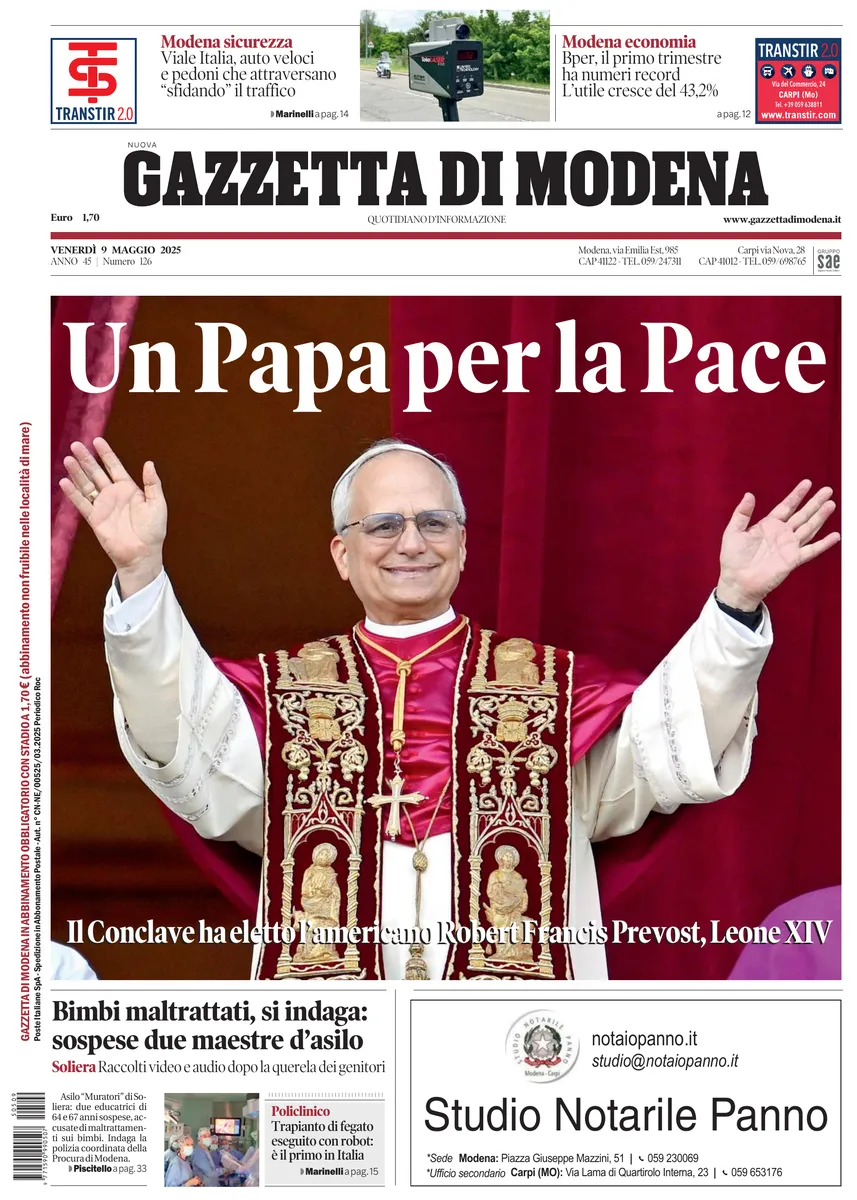 Prima-pagina-gazzetta di modena-oggi-edizione-del-2025-05-09